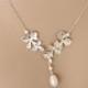 Orchid Wedding Necklace with Swarovski Pearls,Bridesmaid Jewelry, Bridal Jewelry