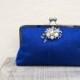 Royal blue clutch bag, royal blue and pearl bridal clutch, blue wedding clutch, royal blue bridesmaid clutch, pearl silk evening clutch, uk