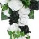 Black And White Silk Rose Cascade - Bridal Wedding Bouquet