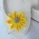 Handmade flower shoe clips with rhinestone center bridal shoe clips wedding accessories in bright  yellow