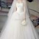 2014 New Tulle Ball Gown Lace Wedding Dresses Cathedral Train Wedding Dress Online with $107.39/Piece on Hjklp88's Store 