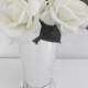 Tall Realtouch Rose Silver Metallic Julep Cup Wedding Ceremony Floral Centerpiece Aisle Arrangement