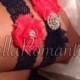 Coral and Navy Blue Wedding Garter - Navy Blue Wedding Garter - Bridal Garter - Nautical Wedding
