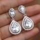 clear bridal jewelry , zirconia wedding earring , bridal drop earring , bridesmaid gift