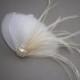Ivory, feather, white, Weddings, hair, accessory, facinator, Bridal, Fascinators, Bride, veil - IVORY FAN
