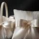 Wedding Ring Pillow and Flower Girl Basket Set - Light Ivory with Satin Bows - Katherine