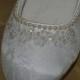 Wedding Ivory Flats Vegan Shoes hand stitched pearls edging and appliques