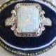 Opal Engagement Ring Sterling Silver /Antique  Vintage Art Deco Engraved Filigree