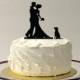 INCLUDE YOUR DOG + Bride + Groom Silhouette Wedding Cake Topper Dog Pet Family of 3 Wedding Cake Topper Bride and Groom Cake Topper