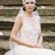 Lace bridal cap and wedding dress