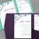 Pocket Wedding Invitation Template Set - Instant DOWNLOAD - EDITABLE TEXT - Chic Bouquet (Jade & Purple / Plum)  - Microsoft Word Format