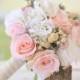 Silk Bridal Bouquet Wildflowers Pink Roses Baby's Breath Rustic Chic Wedding NEW 2014 Design by Morgann Hill Designs