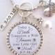 Mother of the BRIDE Gift, Mother of the Groom BRIDAL Jewelry Quote Wedding White Damask Man of my Dreams Wedding CHARM necklace Keychain