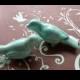 Wedding Cake Topper  Birds Vintage Ceramic in Aqua Home Decor
