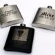 Groomsmen Gift Set of 8 - Engraved Liquor Flask - 6oz Stainless Steel Or Black Matte Flask With White Gift Box - Small Flask - Personalized