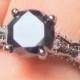 Genuine Black Moissanite Diamond Ring, Exotic Stone, Estate Ring, Promise Ring, Engagement Ring, Black Stone,Vintage Estate Jewelry