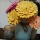 Dahlias - Autumn Bouquet - Mason Jar  Paper bouquet - RUSTIC WEDDING