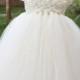 Flower girl dress Ivory tutu dress Wedding dress newborn 2T 3T 4T 5T 6T-7T 8T 9T