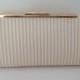 Beige Cream Stripe Clutch Purse with Silver Finish Snap Close Frame, Wedding, Bridesmaid, Neutral, Damask, Special Occasion, Bag,
