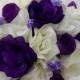 MaDe To ORDeR MaNY CoLoR oPTioNS aVaiLaBLe 11 pieces Brides on a Budget Flower Package WeDDiNG BouQuets PuRPLe and IVoRY RoSeS