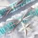Tiffany Blue Beach Wedding Garter Starfish Garter Set White Sheer Organza Charcoal Grey Satin Wedding Bridal