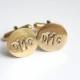 Personalized Gold Cuff Links Cufflinks- Custom Monogram for Groom or Groomsmen Dad or Grandfather