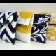 Navy and Yellow Bridesmaid Clutch Set of 4 / Navy and Yellow Wedding / Bridesmaid Gift