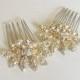 Lydia - Gold Bridal hair comb - Two small vintage style crystal Hair combs Wedding hair accessory - Made to order