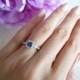 3/4 Carat Round Halo Ring, Vintage Inspired, Art Deco, Man Made Tanzanite & Diamond Simulants, Engagement Ring, Wedding, Sterling Silver