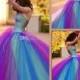 2014 Dreamlike Rainbow Prom Dress Ball Gown Strapless Beadwork Corset Prom Dresses Colorful Crystal Evening Dresses Rainbow Wedding Dresses Online with $108.85/Piece on Hjklp88's Store 
