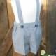 Boys gray shorts, boys suspender shorts, ring bearer shorts available to order 12m,18m 2t, 3t 4t, 5t