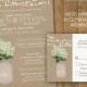 Mason Jar Wedding Invitation - Rustic Mason Jar Country Wedding Invitations with Hydrangeas and dangling lights  - on burlap Printable Files