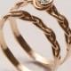 Braided Wedding Ring Set - 14K Gold and Diamond engagement ring, unisex ring, engagement ring, wedding band, celtic ring