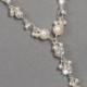 Pearl and Rhinestone Y Drop Necklace, Cluster Necklace, Swarovski Bridal Jewelry, Unique Wedding Jewelry, Pearl Bridal Jewelry
