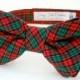 Holiday Plaid Red Green Bow Tie for Dog or Cat - Any Size