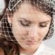 Bridal millinery headband veil, wedding headpiece with rhinestone brooch, millinery bridal birdcage