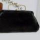 1950s Velvet Clutch Black Vintage Handbag Formal Purse Small Wedding Bag