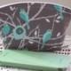 Cottage Birds Cosmetic Bag Clutch Zipper Purse   Made in the USA Bridal Wedding Gray
