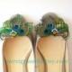 Peacock Feather Shoe Clips - MAJESTE Shoe Clips - Crystals & Gems