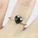 Size 5.25 - Elegant Natural Black Spinel Gemstone Heart Ring - Recycled 14k Yellow Gold - Wedding Engagement Promise Ring - Ready to Ship