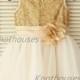 Gold Sequin IvoryTulle Flower Girl Dress Flower Belt Children Toddler Party Dress for Wedding Junior Bridesmaid Dress