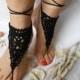 Crochet Barefoot Sandals Beach Wedding  Yoga Shoes Foot Jewelry Black