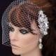 Crystal Comb and Birdcage Veil , Bird Cage Veil , Bridal Comb ,  Wedding Comb , Bachelorette Blusher , Bridal Hair Accessory , Crystal Veil