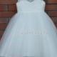 Lovely Ivory Lace Flower Girl Dress Wedding Baby Girls Dress Tulle Rustic Baby Birthday Dress Knee Length