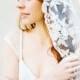 Lace Bridal Veil, Beaded Veil, Mantilla Veil, Wedding Veil, Hip length, Lace veil, Metallic Veil - Style 312