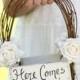 Here Comes The Bride Flower Girl Basket Rustic Country Wedding (Item Number MHD20231) - New