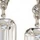 1928 Jewelry "Bridal Crystal" Silver-Tone Swarovski Crystal Square Drop Earrings