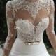 Berta Bridal Winter 2014 Long Sleeve Backless Wedding Dresses Open Back Applique Bow Sweep Train Mermaid Sheer Wedding Dress Bridal Gowns Online with $124.54/Piece on Hjklp88's Store 