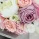 Silk Bride Bouquet Peony Pink Cream Purple Rhinestones Pearls Shabby Chic Wedding Decor