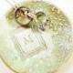 Personalized Ring Bearer Dish Inital Lace Vintage Style Wedding Ring Holder Pillow Alternative Bowl Mint Monogram